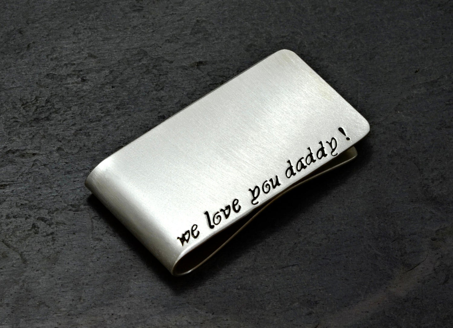 Money Clip in Sterling Silver with We Love You Daddy