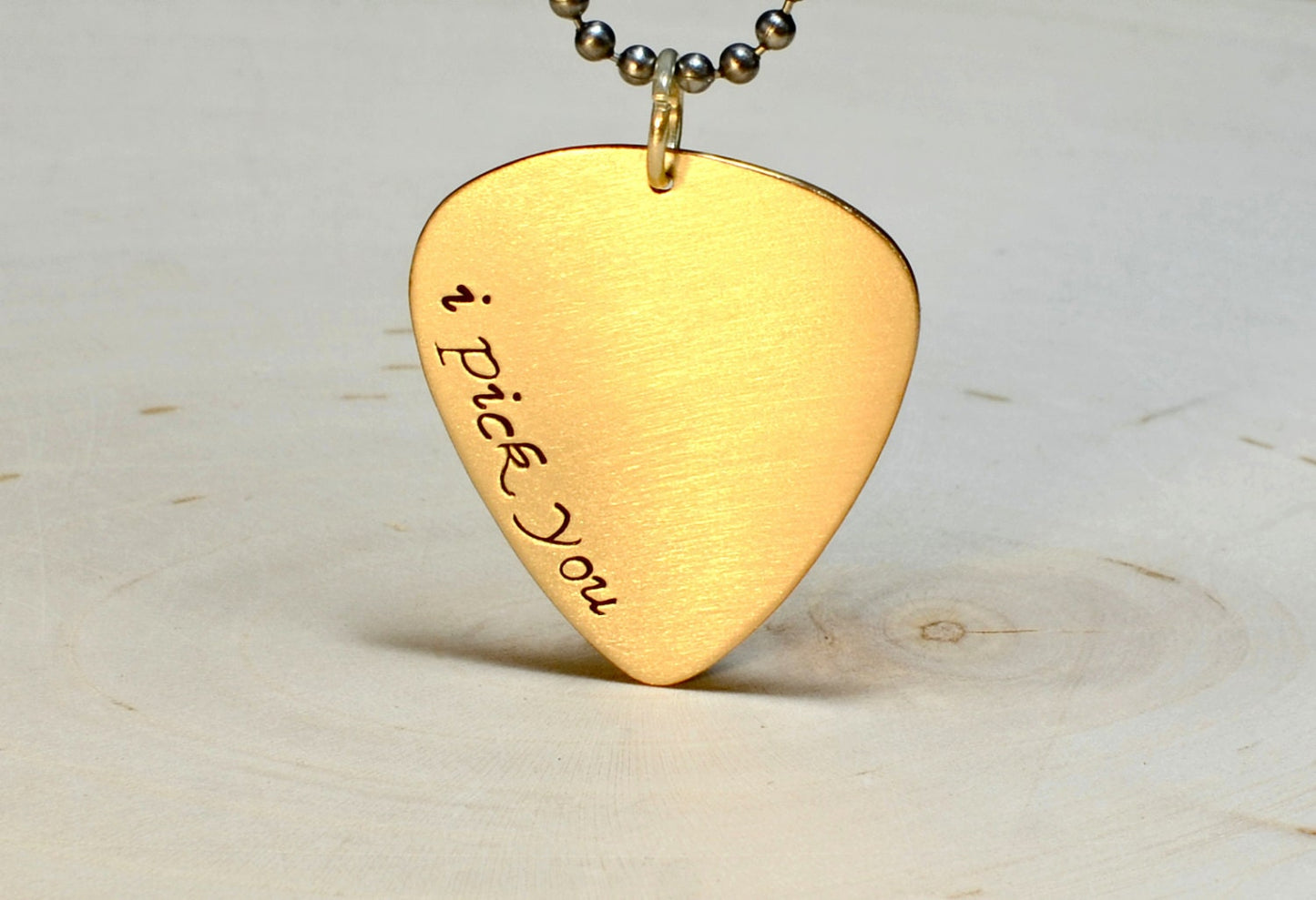 I Pick You on Bronze Guitar Pick Necklace