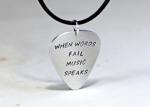 Guitar pick necklace when words fail music speaks, NiciArt 