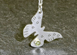 Sterling Silver Butterfly Charm Necklace with Green Peridot or Birthstone, NiciArt 