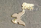 Sterling Silver Butterfly Charm Necklace with Green Peridot or Birthstone, NiciArt 