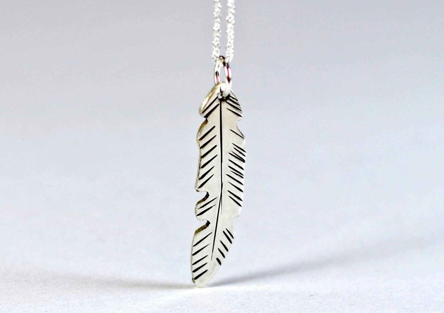 Sterling silver feather necklace