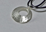 Hammered Sterling Silver Disc Necklace Handmade with a Look Out Window, NiciArt 