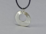 Hammered Sterling Silver Disc Necklace Handmade with a Look Out Window, NiciArt 