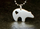 Spirit bear sterling silver necklace with heart cut out, NiciArt 