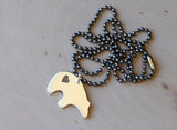 Spirit bear sterling silver necklace with heart cut out, NiciArt 