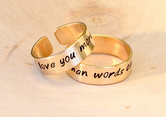 Bronze ring set for couples - perfect for 8th bronze anniversaries