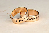 Bronze ring set I love you more than words can say on two rings, NiciArt 