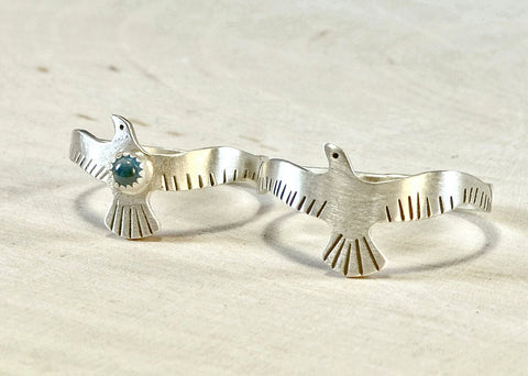 Sterling Silver Love Birds Couples Rings with Blue Topaz, NiciArt 