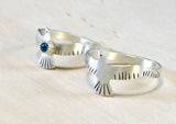 Sterling Silver Love Birds Couples Rings with Blue Topaz, NiciArt 