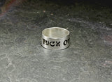 Fuck off sterling silver ring in Geisha Font, NiciArt 