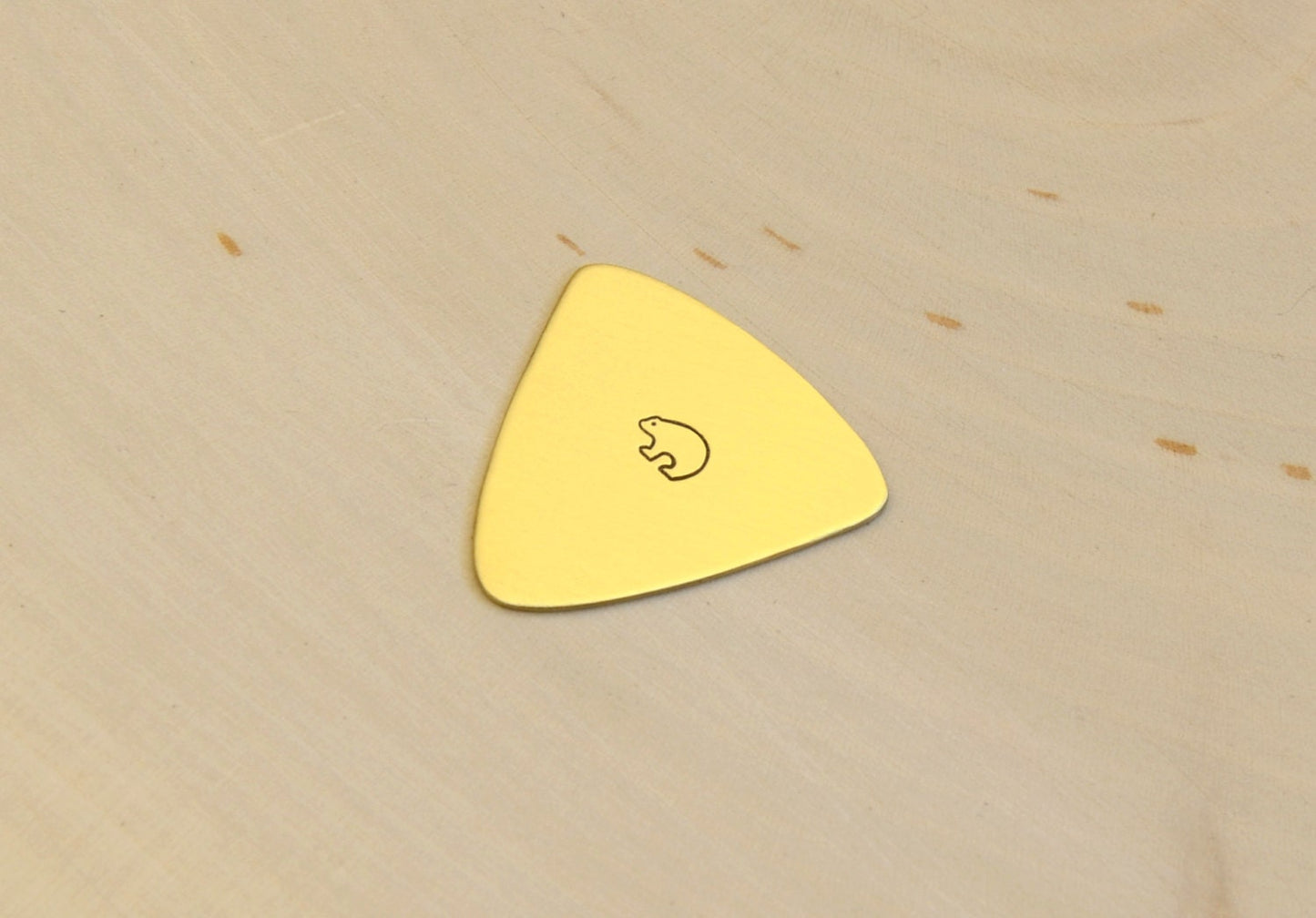 Brass Spirit Bear Triangular Bass Guitar Pick - Triangle Pick - GP272