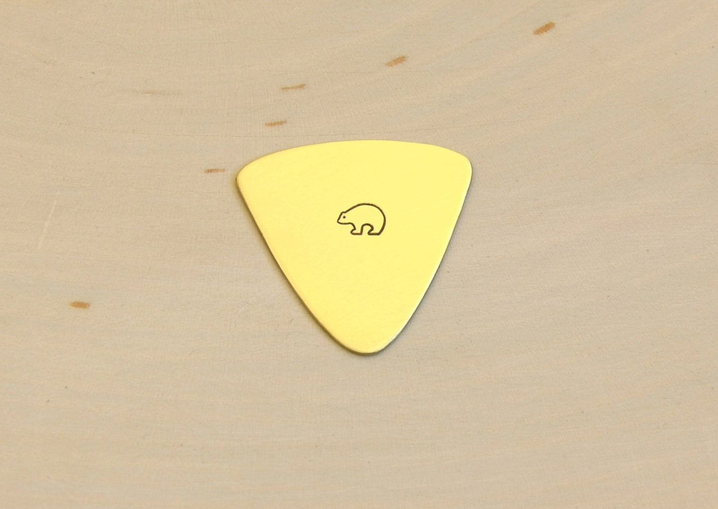 Brass Spirit Bear Triangular Bass Guitar Pick - Triangle Pick - GP272