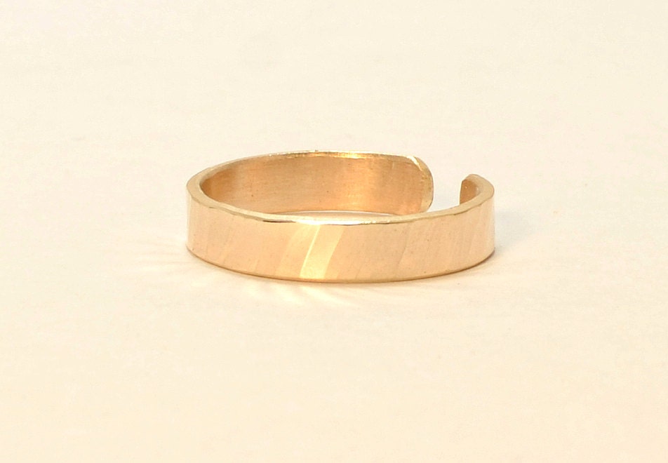 Yellow Gold Hammered Toe Ring - Solid 14k Gold