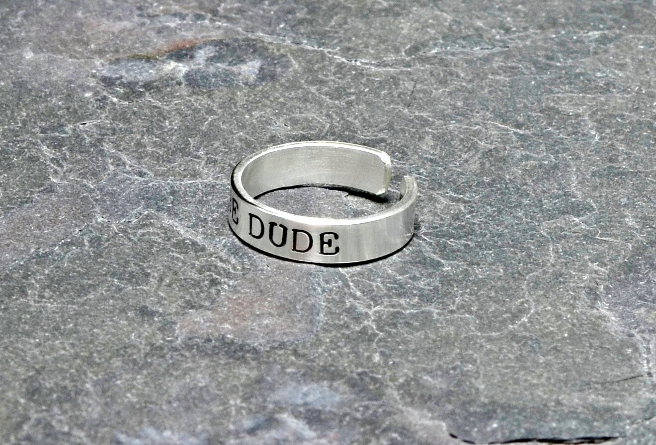 Men's sterling silver toe ring with I'm the dude