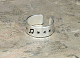 Sterling Silver Toe or Adjustable Ring with Music Note, NiciArt 