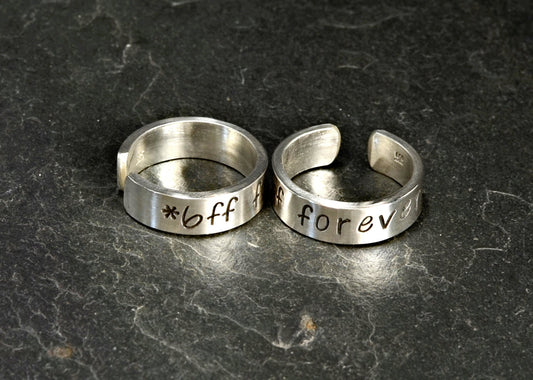 Best Friends Forever Sterling Silver Toe Ring Set