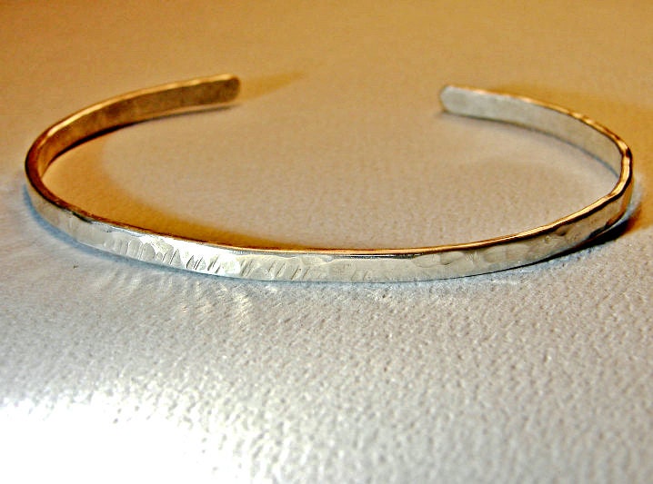 Sterling silver cuff bracelet in dainty round wire