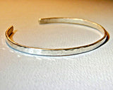 Sterling silver cuff bracelet forged from heavy gauge round wire, NiciArt 