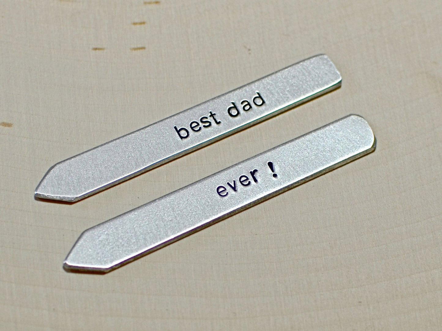 Collar stays for dad in your choice of silver or aluminum