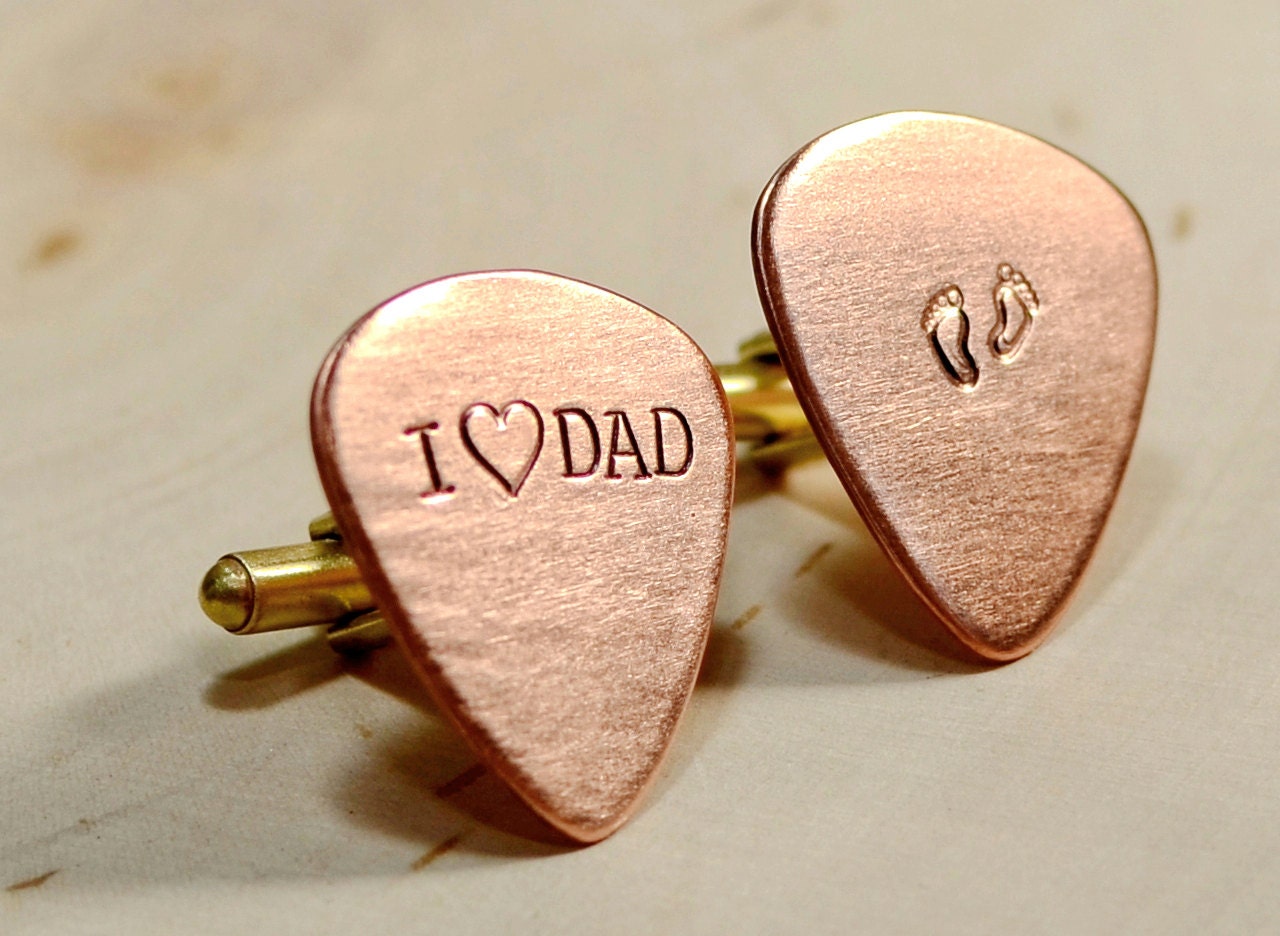 Dad on copper guitar pick cuff links