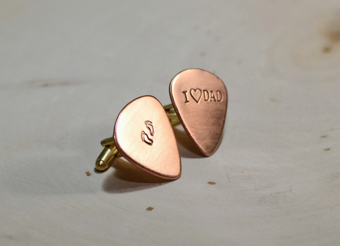 Dad on copper guitar pick cuff links