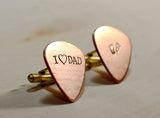 Guitar pick copper cuff links for new dads and Fathers Day, NiciArt 