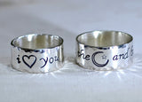 Sterling silver I love you to the moon and back ring set with hammered borders, NiciArt 