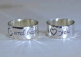 Sterling silver I love you to the moon and back ring set with hammered borders, NiciArt 