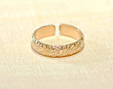 14K yellow gold toe ring with leaf design, NiciArt 