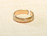 14K yellow gold toe ring with leaf design, NiciArt 
