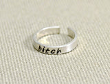 Bitch Toe Ring in Sterling Silver, NiciArt 