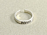 Bitch Toe Ring in Sterling Silver, NiciArt 