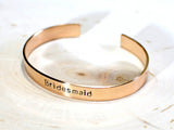 Golden Bronze Bridesmaid Cuff Bracelet ready to Customize for your Wedding, NiciArt 