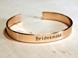 Golden Bronze Bridesmaid Cuff Bracelet ready to Customize for your Wedding, NiciArt 