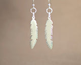 Sterling silver tribal feather dangle earrings, NiciArt 
