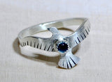 Bird Shaped Sterling Silver Ring with Swiss Blue Topaz, NiciArt 