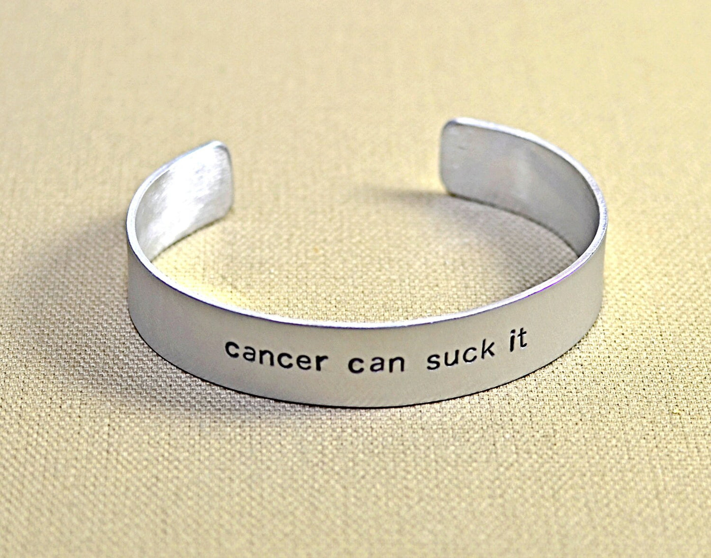 Cancer can suck it aluminum cuff bracelet