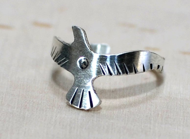 Artistic Seagull Sterling Silver Toe Ring or Adjustable Ring