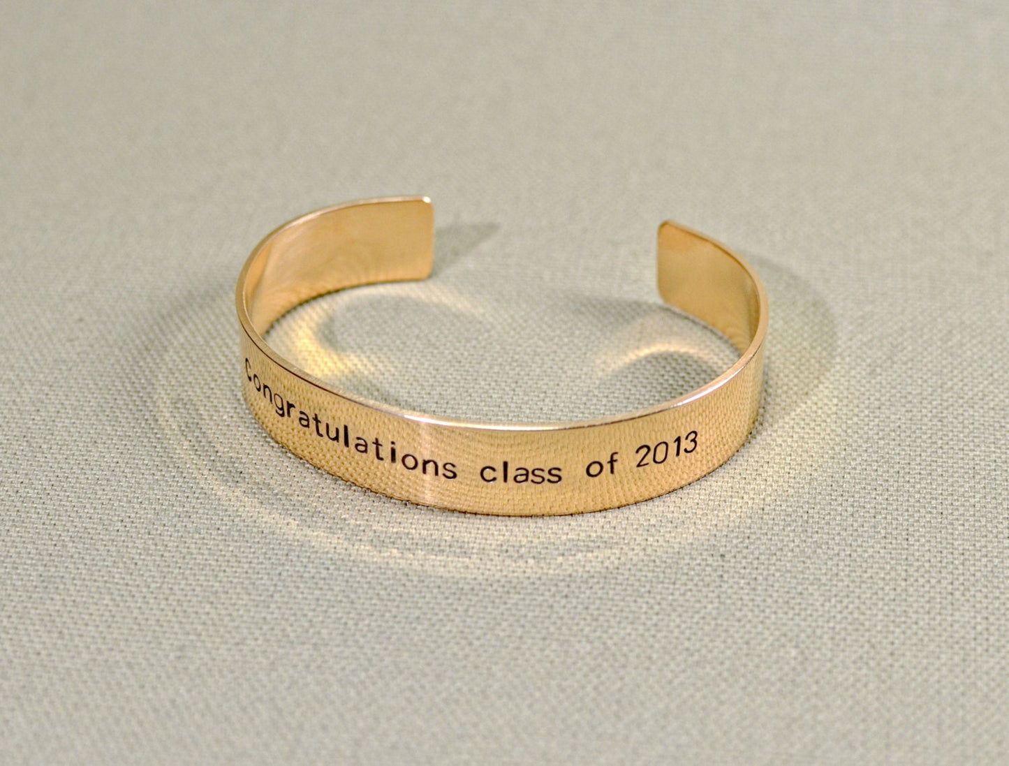 Graduation Bronze Cuff Bracelet with Personalized Messages