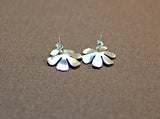 Elegant flower earrings in sterling silver with blue topaz, NiciArt 
