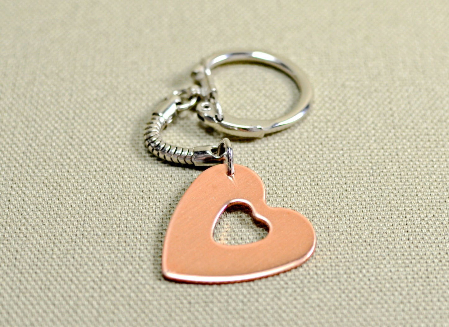 Copper heart key chain for personalized handstamping requests