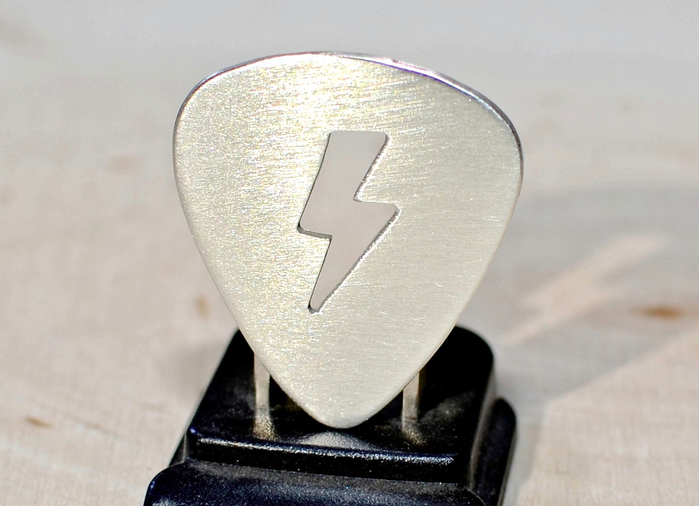 Lightning bolt sterling silver guitar pick