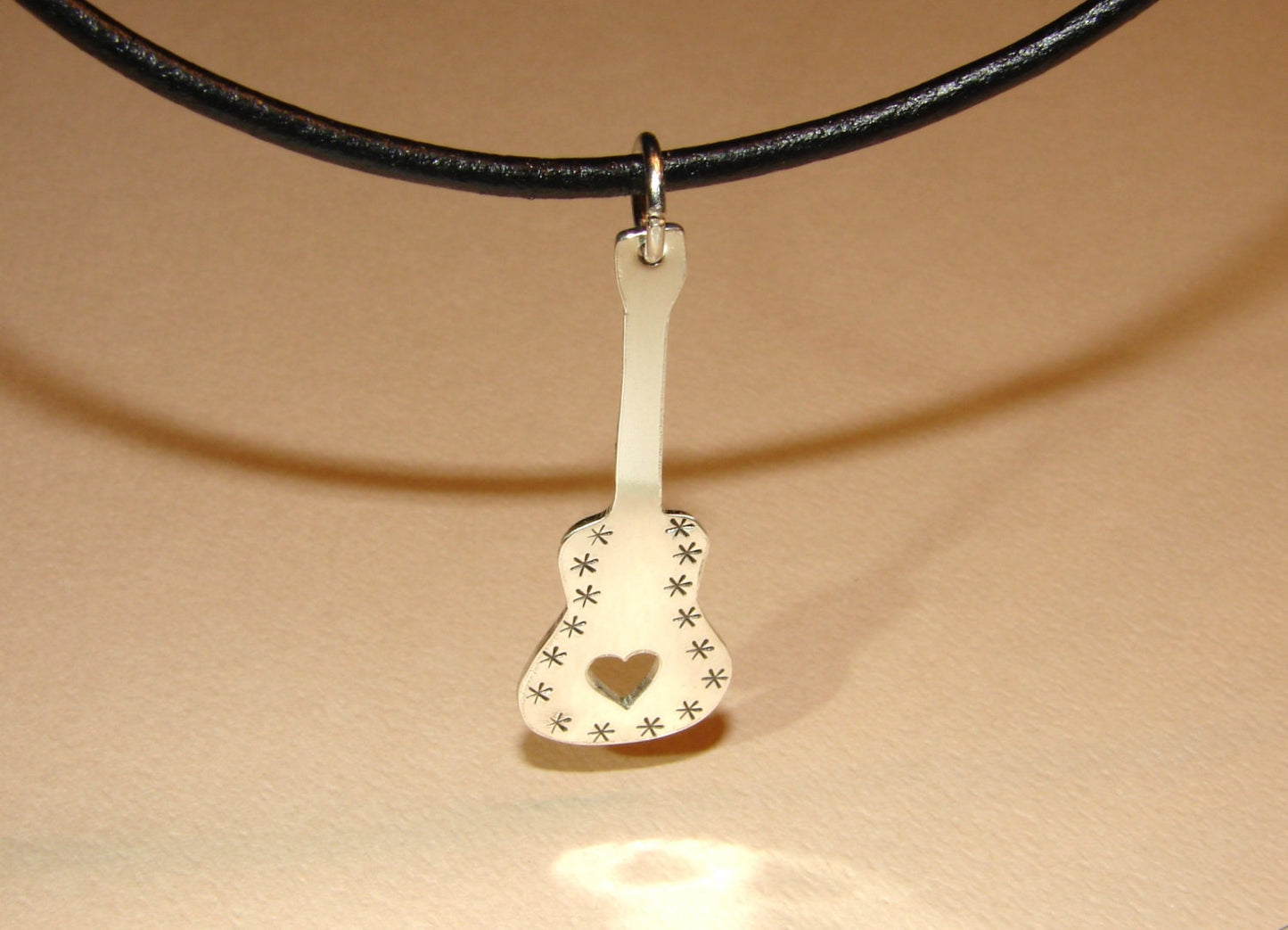 Sterling silver handcrafted guitar necklace