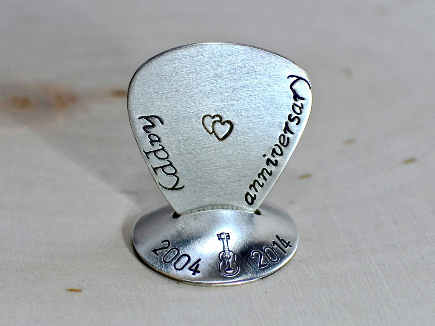 Sterling Silver Guitar Pick and Stand Combination for Anniversaries