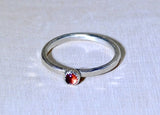 Sterling silver hammered stack ring with red Garnet, NiciArt 