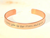 Copper Bracelet Stamped with I Love You To the Moon and Back, NiciArt 