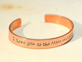 Copper Bracelet Stamped with I Love You To the Moon and Back, NiciArt 