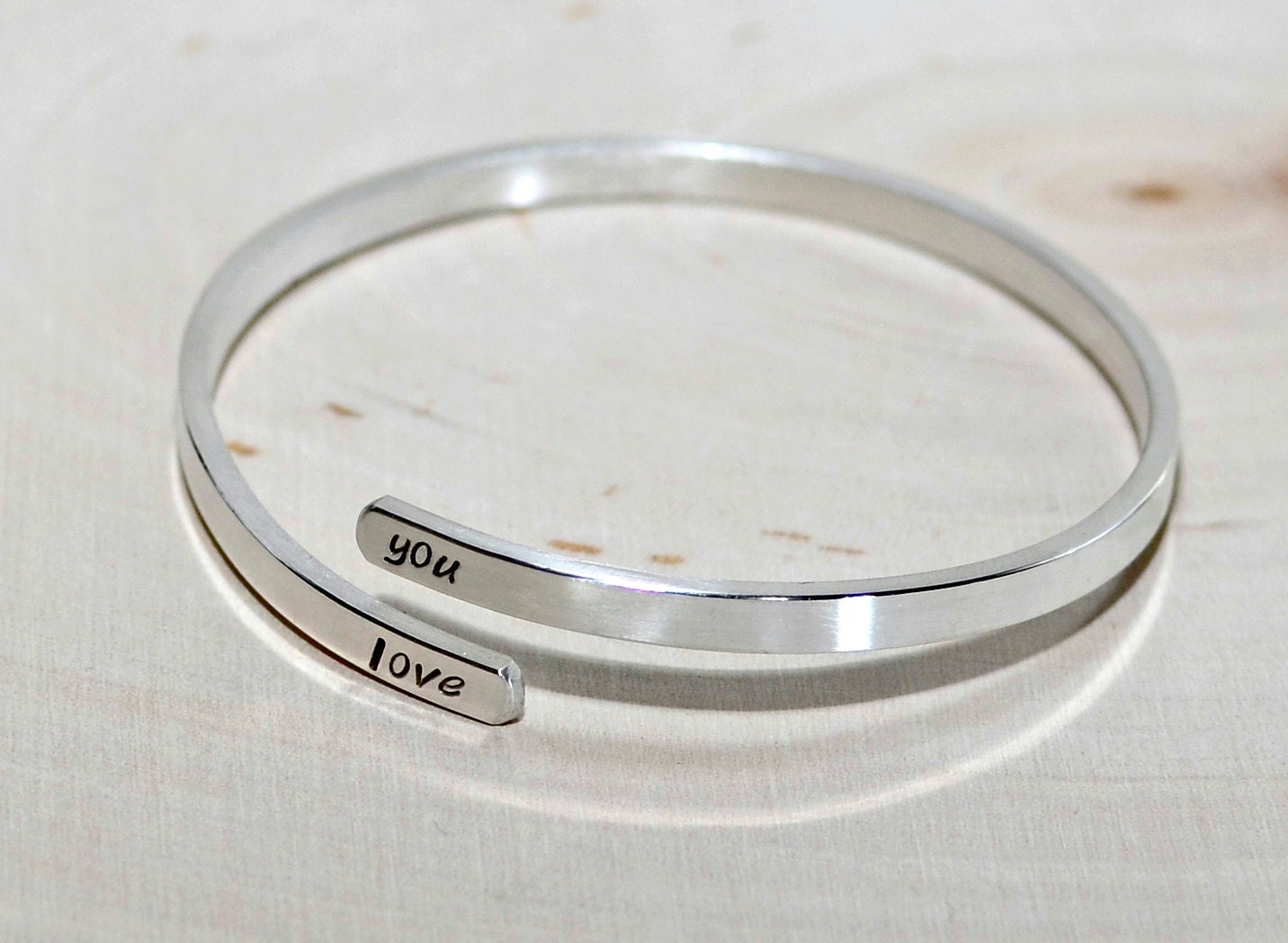 Upper arm cuff in sterling silver with personalizations