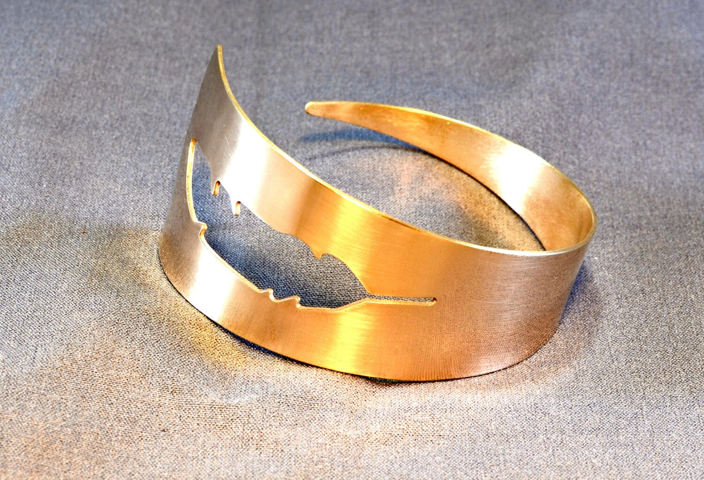 Bronze feather shaped handcrafted cuff bracelet